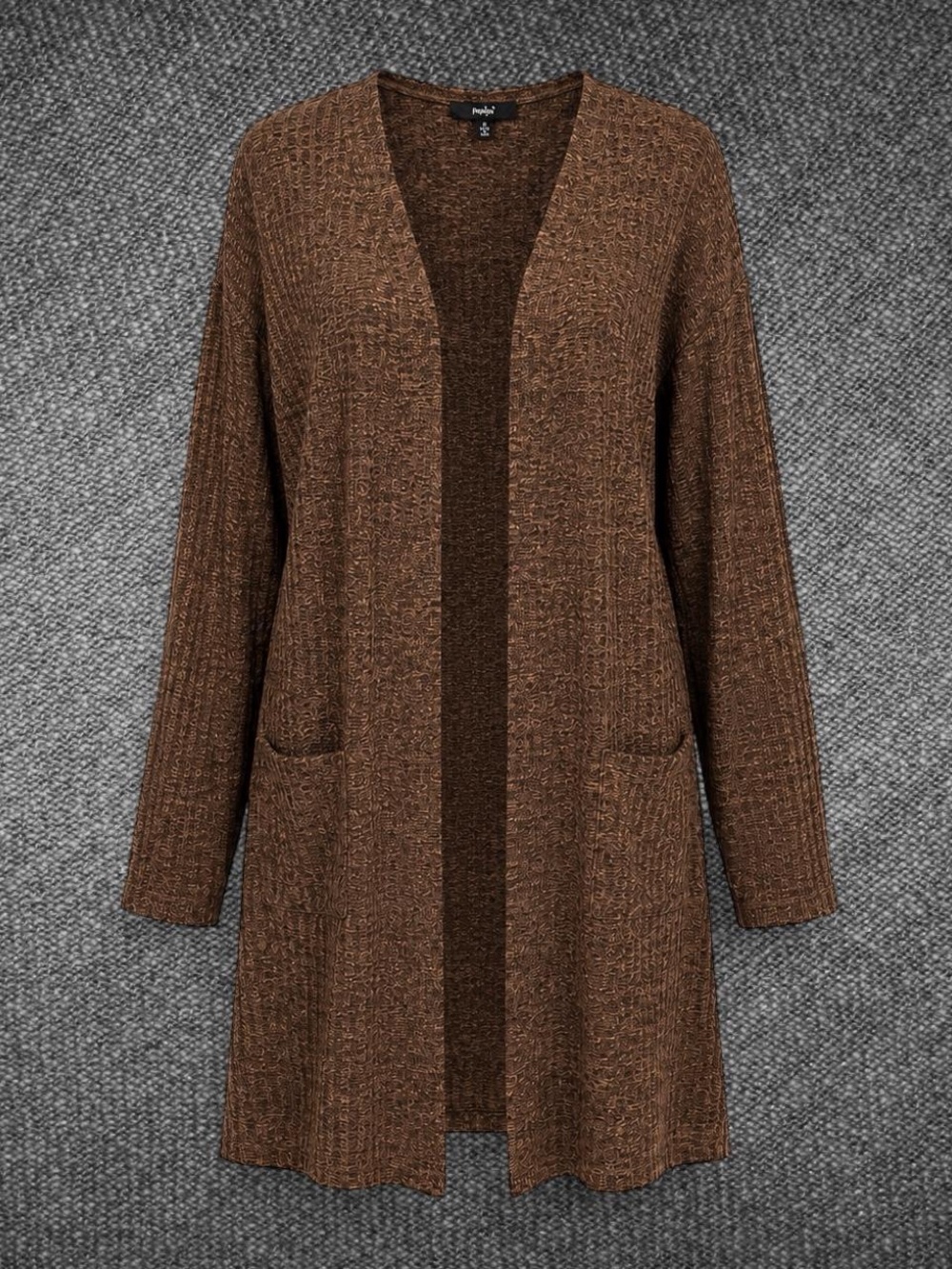 Papaya Women’s Small Brown Marled Open Front Longline Cardigan Duster
